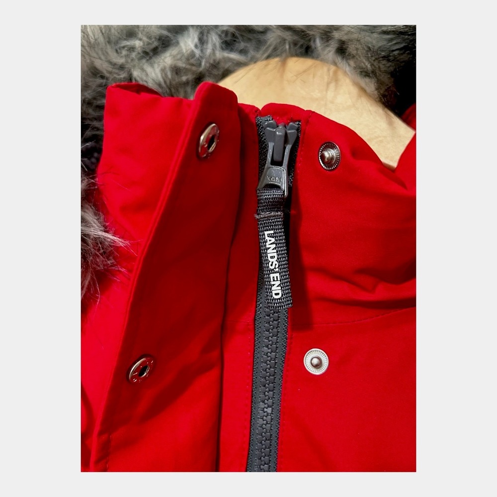 Lands' End Expedition Down Parka Jacket Women's XL PETITE 18P Red Hood NWOT - Picture 4 of 16